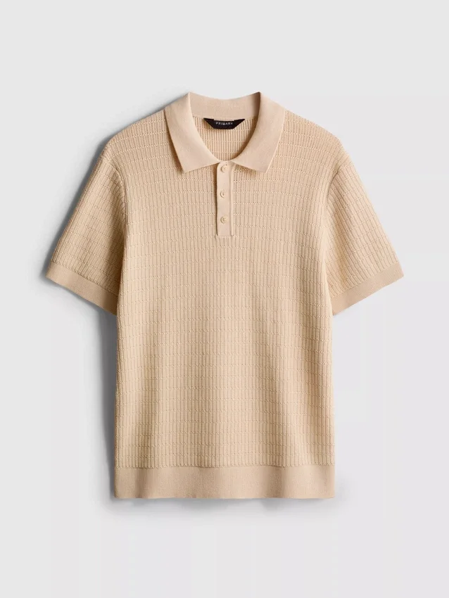 Textured knitted polo shirt