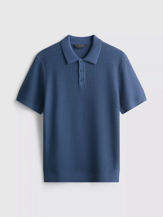 Textured knitted polo shirt