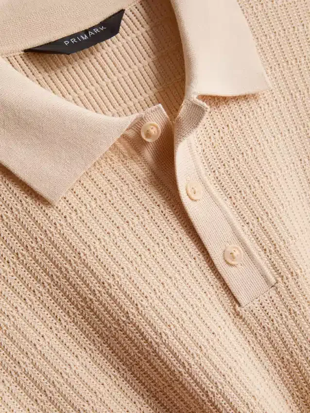 Textured knitted polo shirt