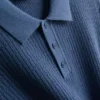 Textured knitted polo shirt