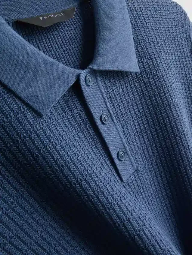 Textured knitted polo shirt