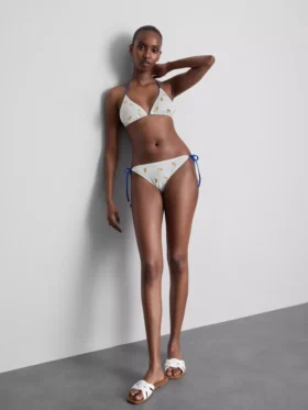 Textured lemon side-tie bikini bottoms