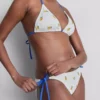 Textured lemon side-tie bikini bottoms