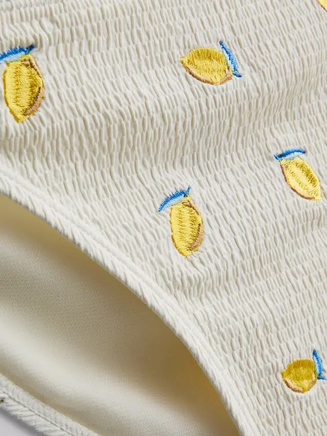 Textured lemon side-tie bikini bottoms