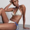 Textured lemon triangle bikini top