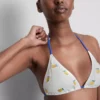Textured lemon triangle bikini top