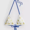 Textured lemon triangle bikini top