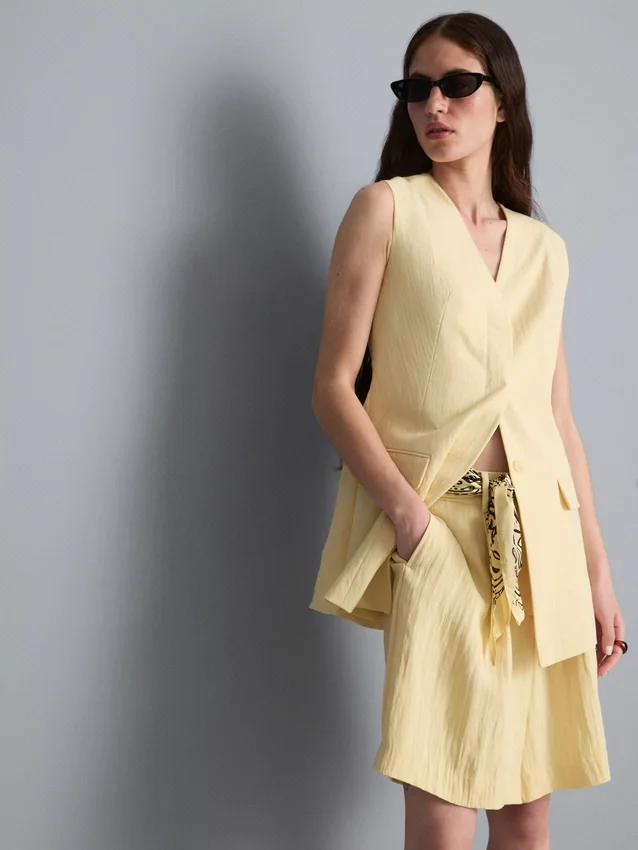Textured longline waistcoat