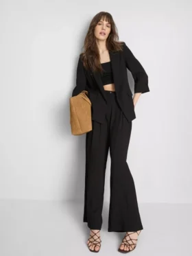 Textured notched lapel blazer