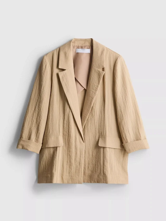 Textured notched lapel blazer