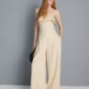 Textured pleated wide leg pants