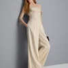 Textured pleated wide leg pants