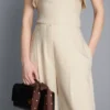 Textured pleated wide leg pants