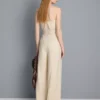 Textured pleated wide leg pants