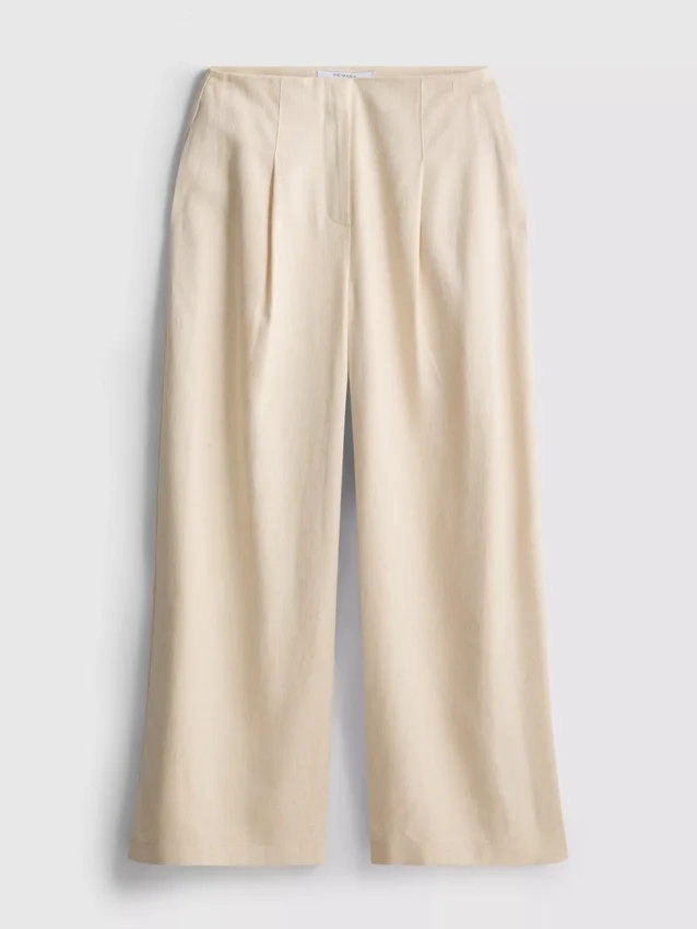 Textured pleated wide leg pants