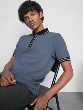 Textured polo shirt