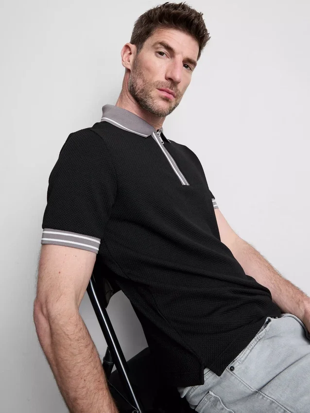Textured polo shirt