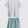 Textured short pajama set