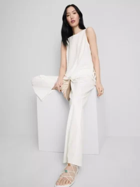 Textured side-tie tank top