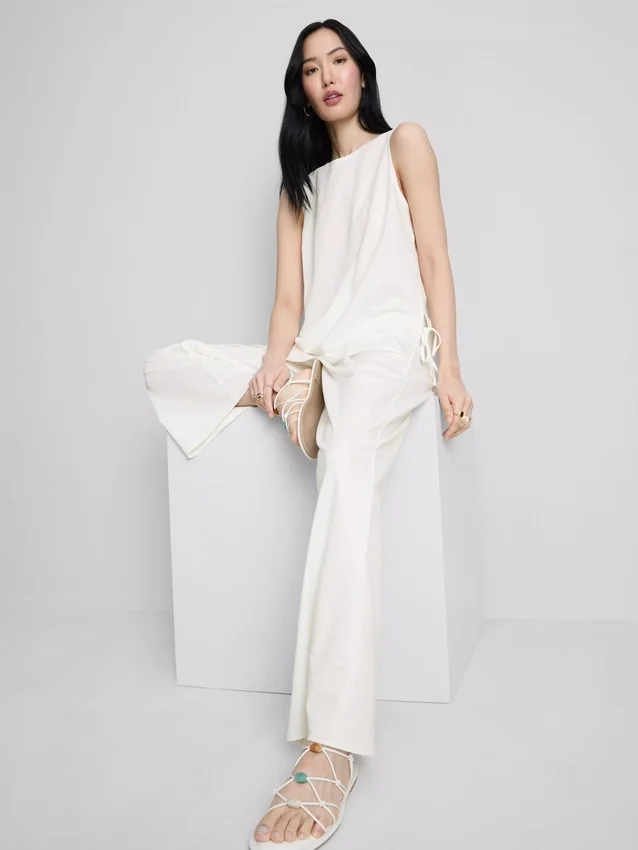 Textured side-tie tank top