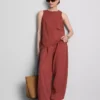 Textured side-tie tank top