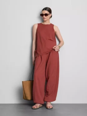 Textured side-tie tank top