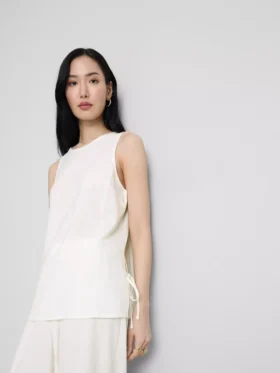 Textured side-tie tank top