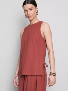 Textured side-tie tank top