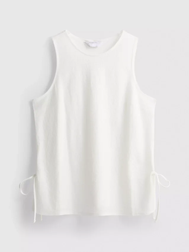 Textured side-tie tank top
