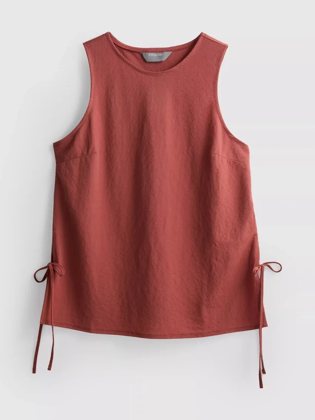 Textured side-tie tank top