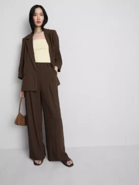 Textured slouchy mid-rise pants