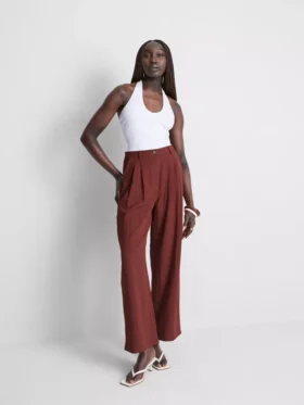 Textured slouchy mid-rise pants