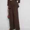 Textured slouchy mid-rise pants