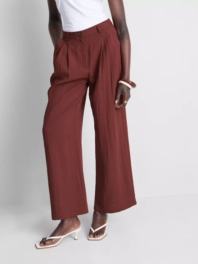Textured slouchy mid-rise pants
