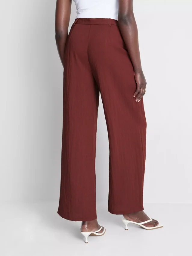 Textured slouchy mid-rise pants
