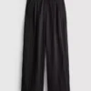 Textured slouchy mid-rise pants