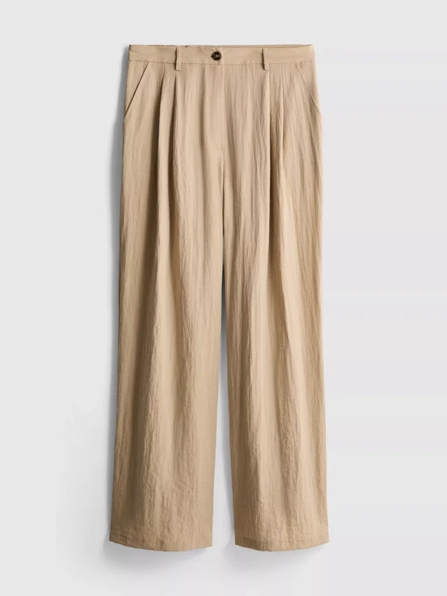 Textured slouchy mid-rise pants