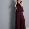 Textured straight-leg satin pants