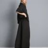 Textured straight-leg satin pants
