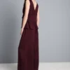 Textured straight-leg satin pants