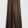 Textured straight-leg satin pants