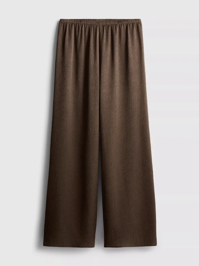 Textured straight-leg satin pants