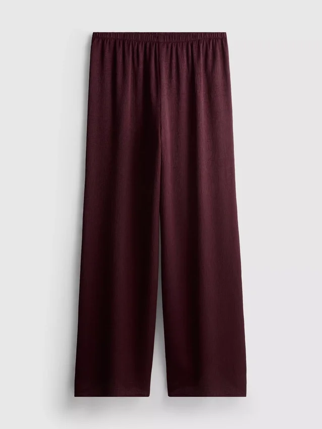 Textured straight-leg satin pants