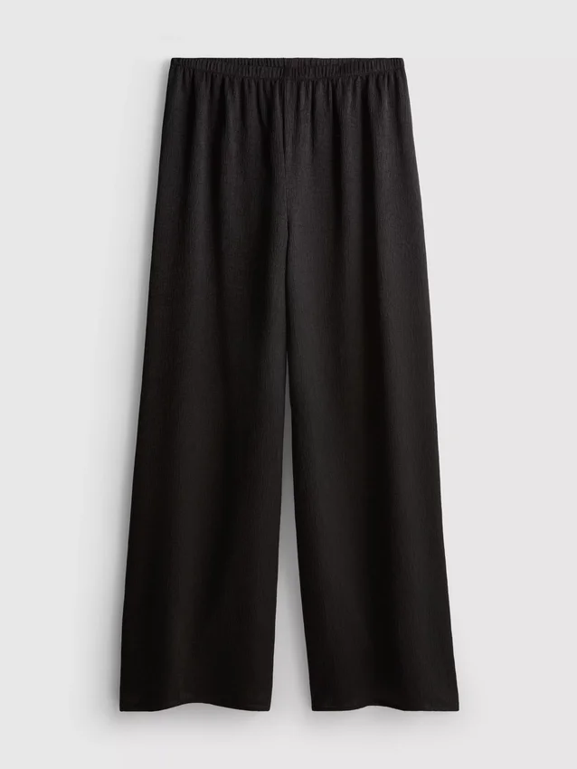 Textured straight-leg satin pants