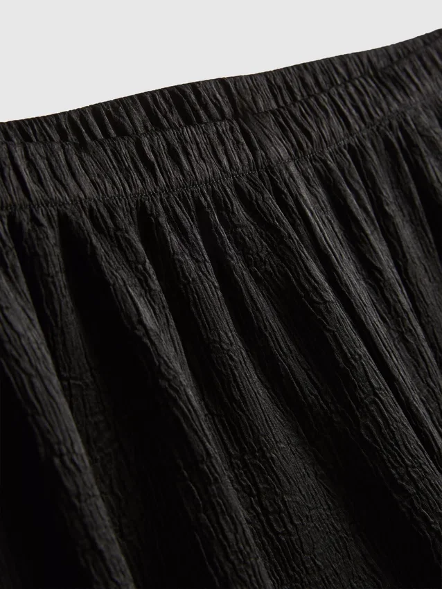 Textured straight-leg satin pants