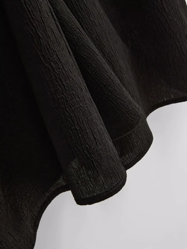 Textured straight-leg satin pants