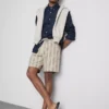 Textured stripe bermuda shorts