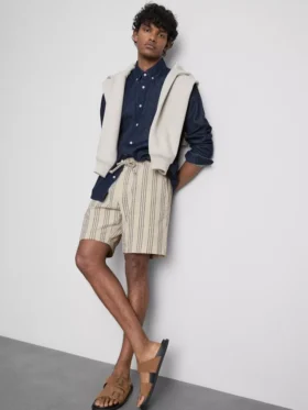 Textured stripe bermuda shorts