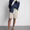 Textured stripe bermuda shorts