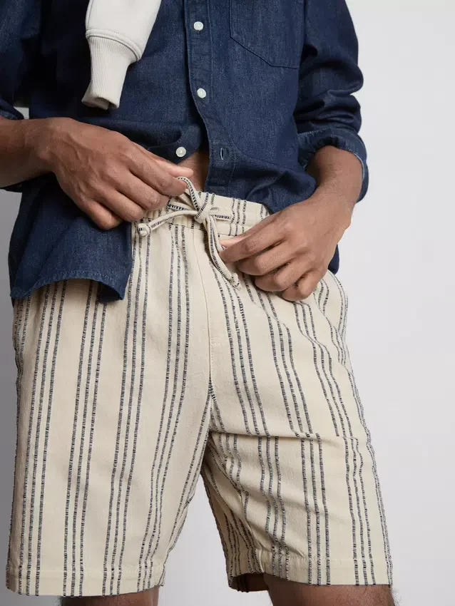 Textured stripe bermuda shorts